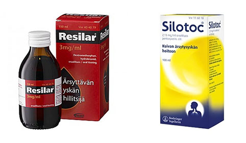 Лекарства при сухом кашле: Resilar, Silotoc.
