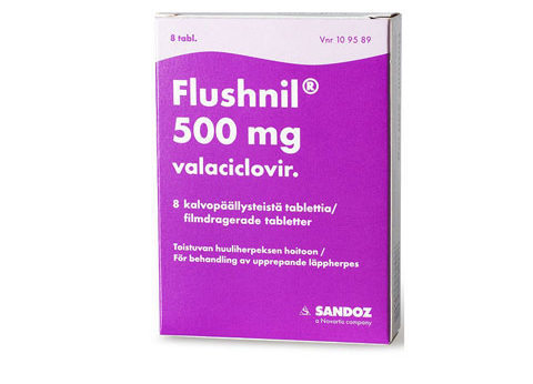 Valasikloviiri tabletteina (Flushnil)